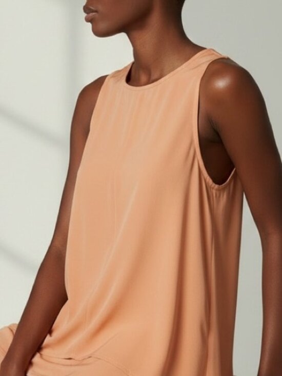 FINDERS Tops - FINDERS High Low Asymmetrical Hem Sleeveless Peach Tunic Top